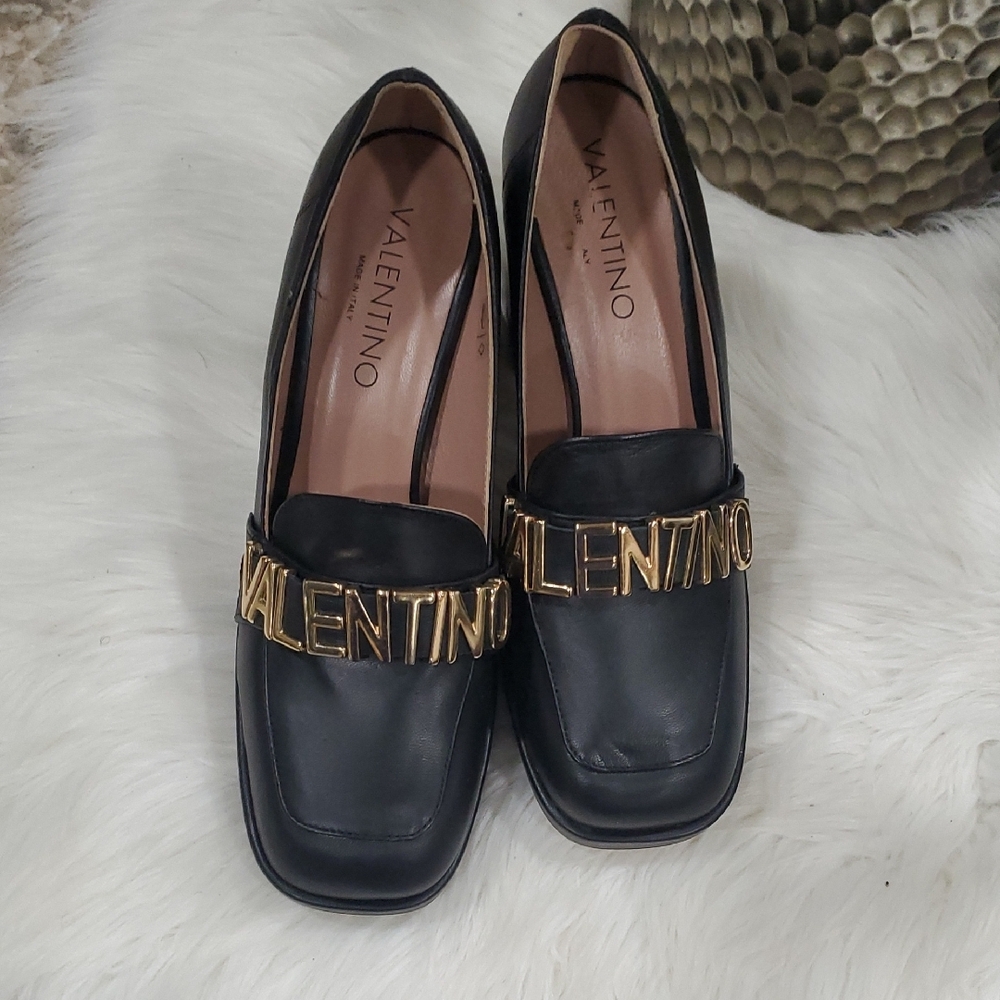 Y2k Valentino Rosalinda  Black Platform Slipon with Gold Logo - Picture 4 of 16